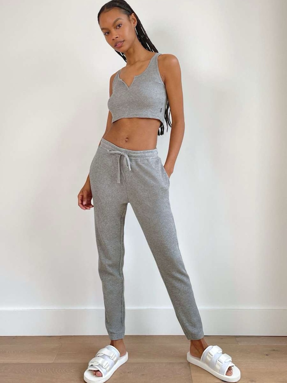 Aritzia Waffle Jogger Sweatpants Sunday Best Comfy Pockets Grey